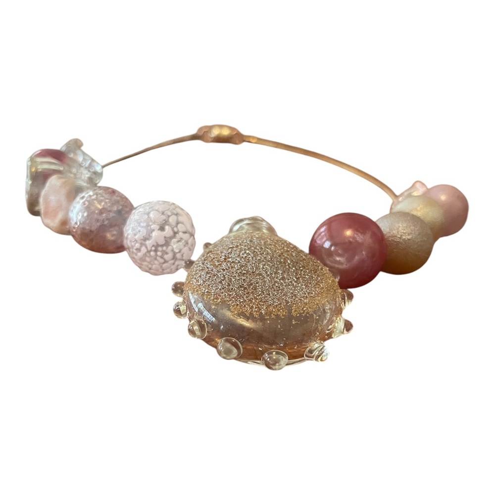 Melissa Schmidt Hand Blown Glass Bead Cluster Collar Choker  Necklace - Picture 2 of 9